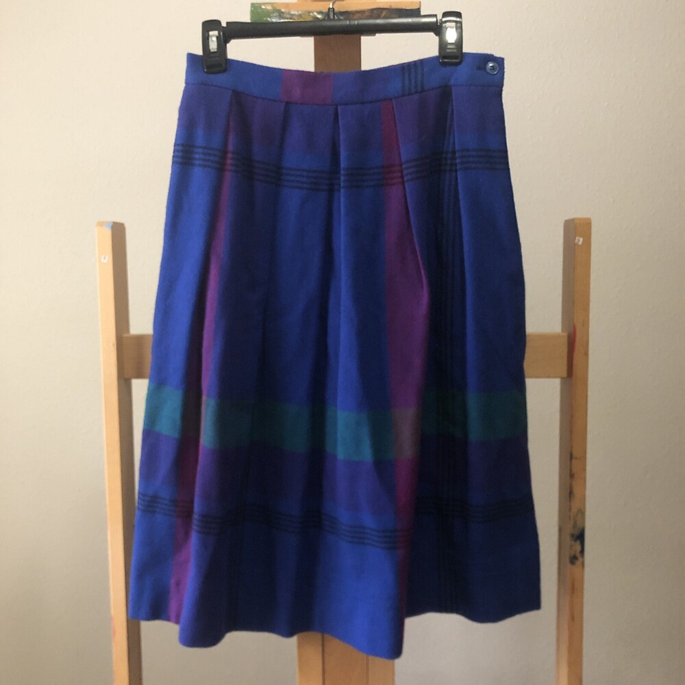 Vintage Diane Von Furstenberg Plaid Pencil Wool Skirt Secretary DVF 27” Waist